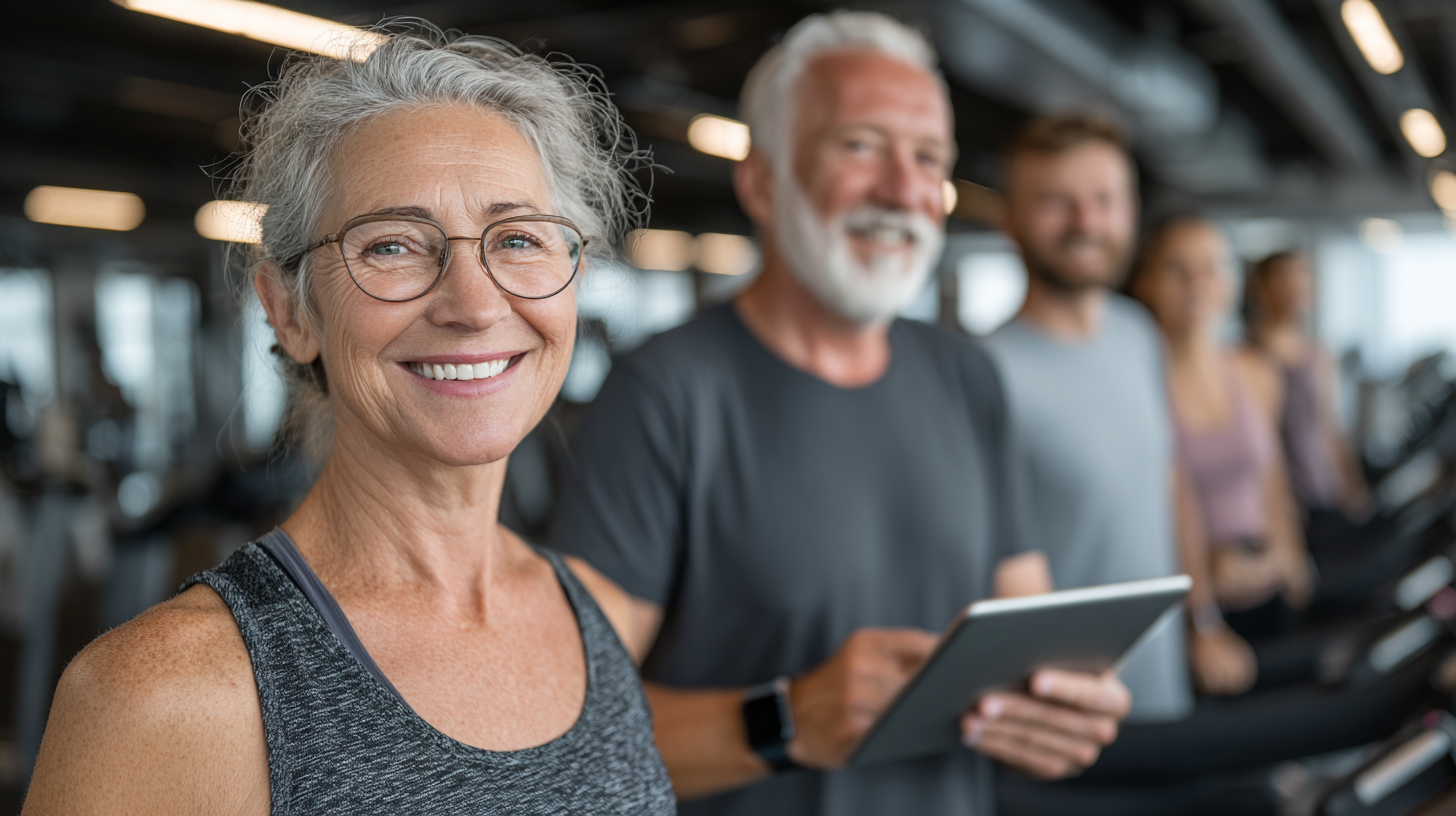 Grup de seniori practicând exerciții de fitness într-un mediu prietenos și sigur